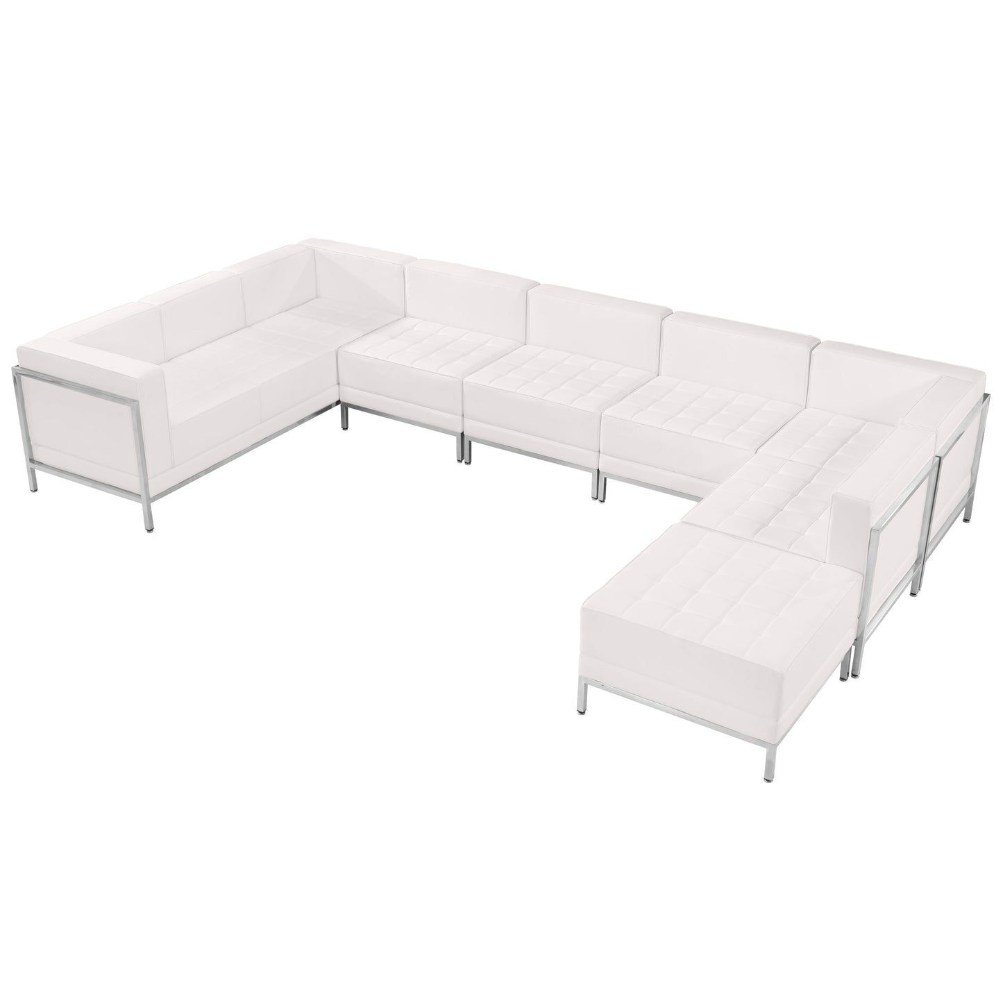 White Leather Sectional, 7 PC ZB-IMAG-U-SECT-SET4-WH-GG
