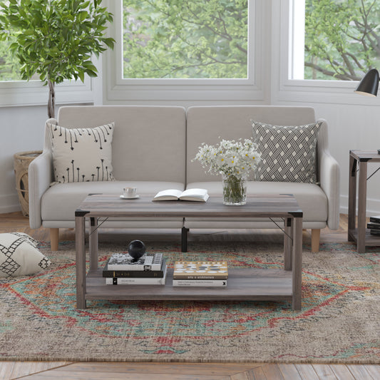 Gray Wash 2 Tier Coffee Table ZG-037-GY-GG